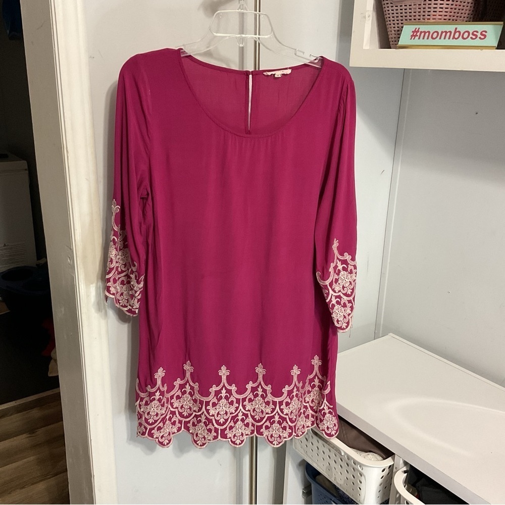 Entro Pink Embroidered Tunic Size M